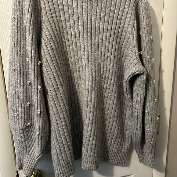 Lane Bryant Gray Cowl Neck Sweater with Ribbed Texture - Picture 1 of 5